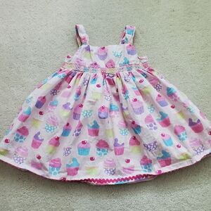 Gymboree Girls Pink Cupcake Embroidered Smocked Dress sz12-18m